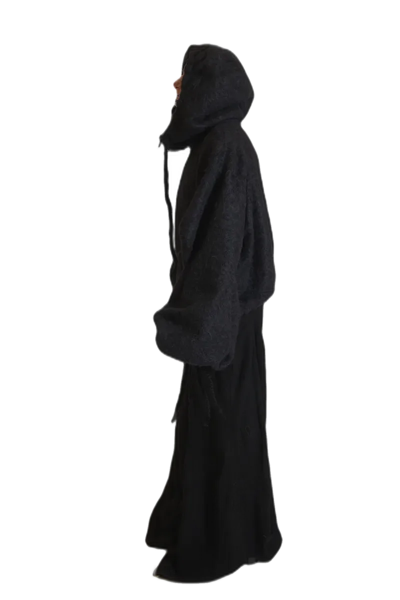 Black Long Hooded Coat view 5