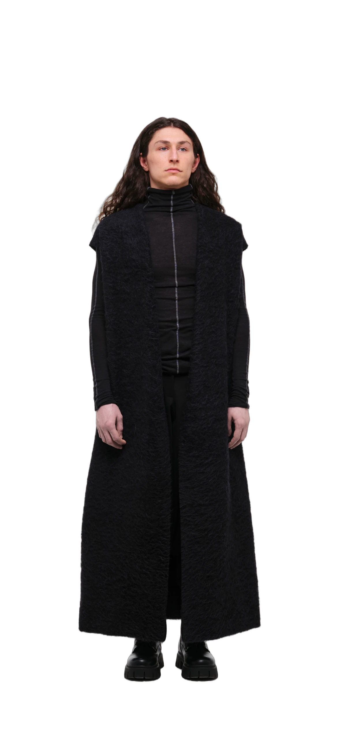 Long Wool Vest (Fluffy Texture)