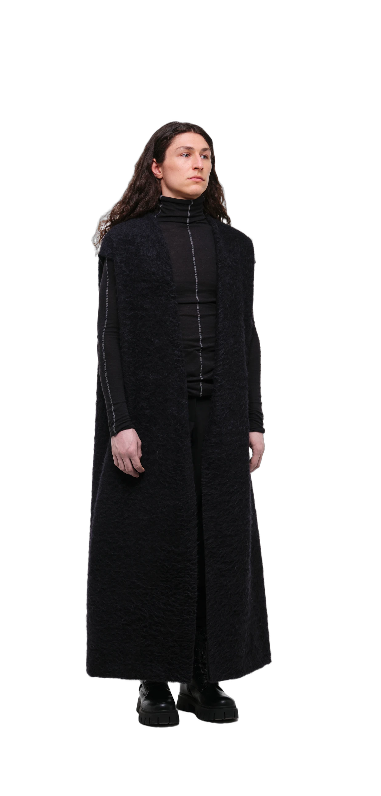 Long Wool Vest (Fluffy Texture) view 2