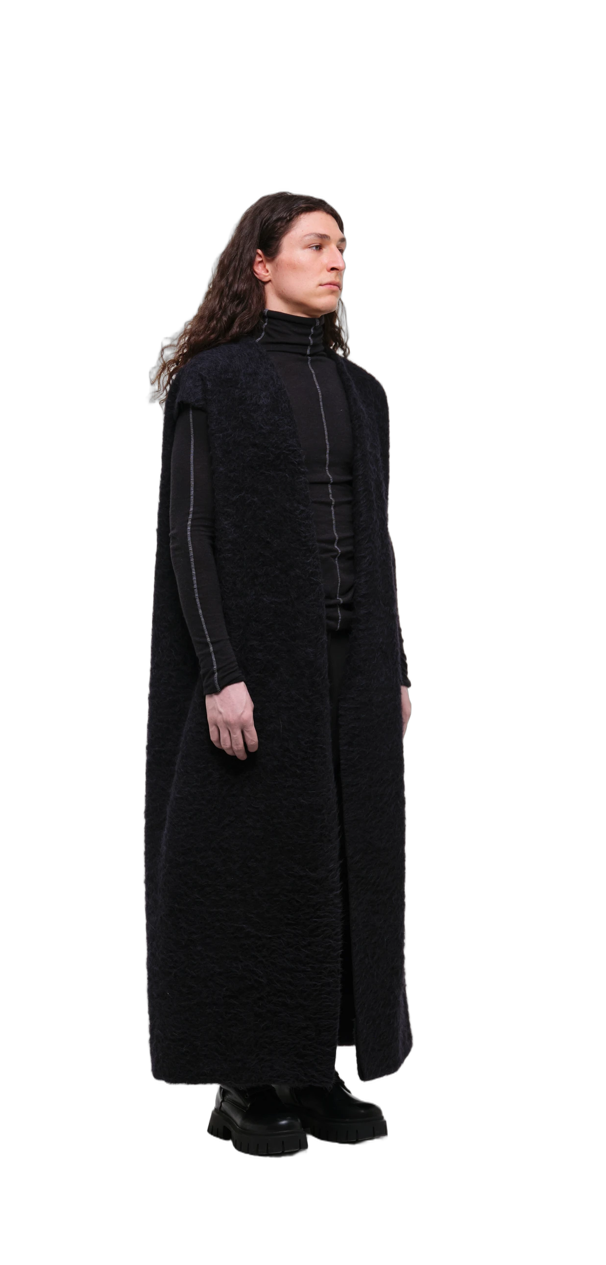 Long Wool Vest (Fluffy Texture) view 3