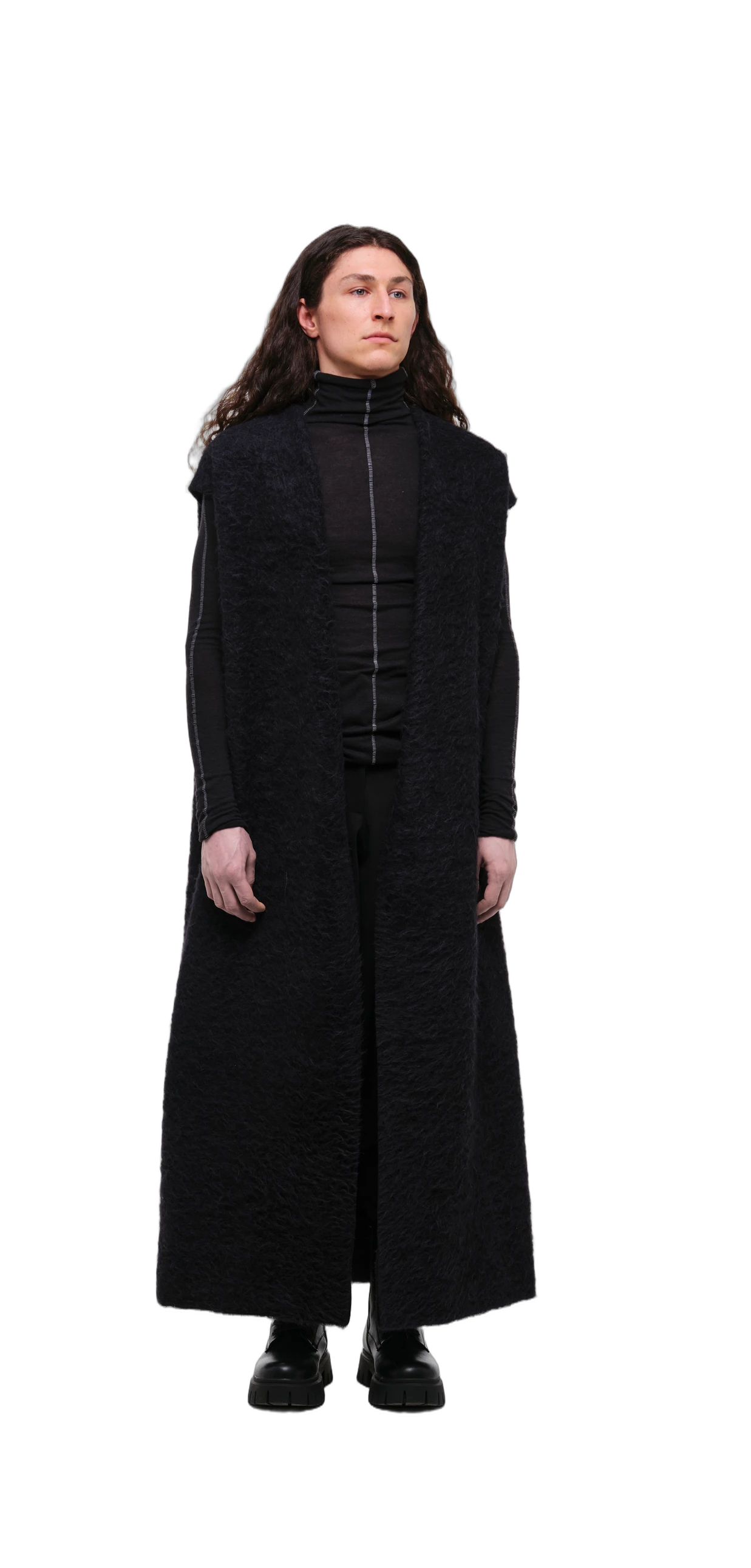 Long Wool Vest (Fluffy Texture) view 14