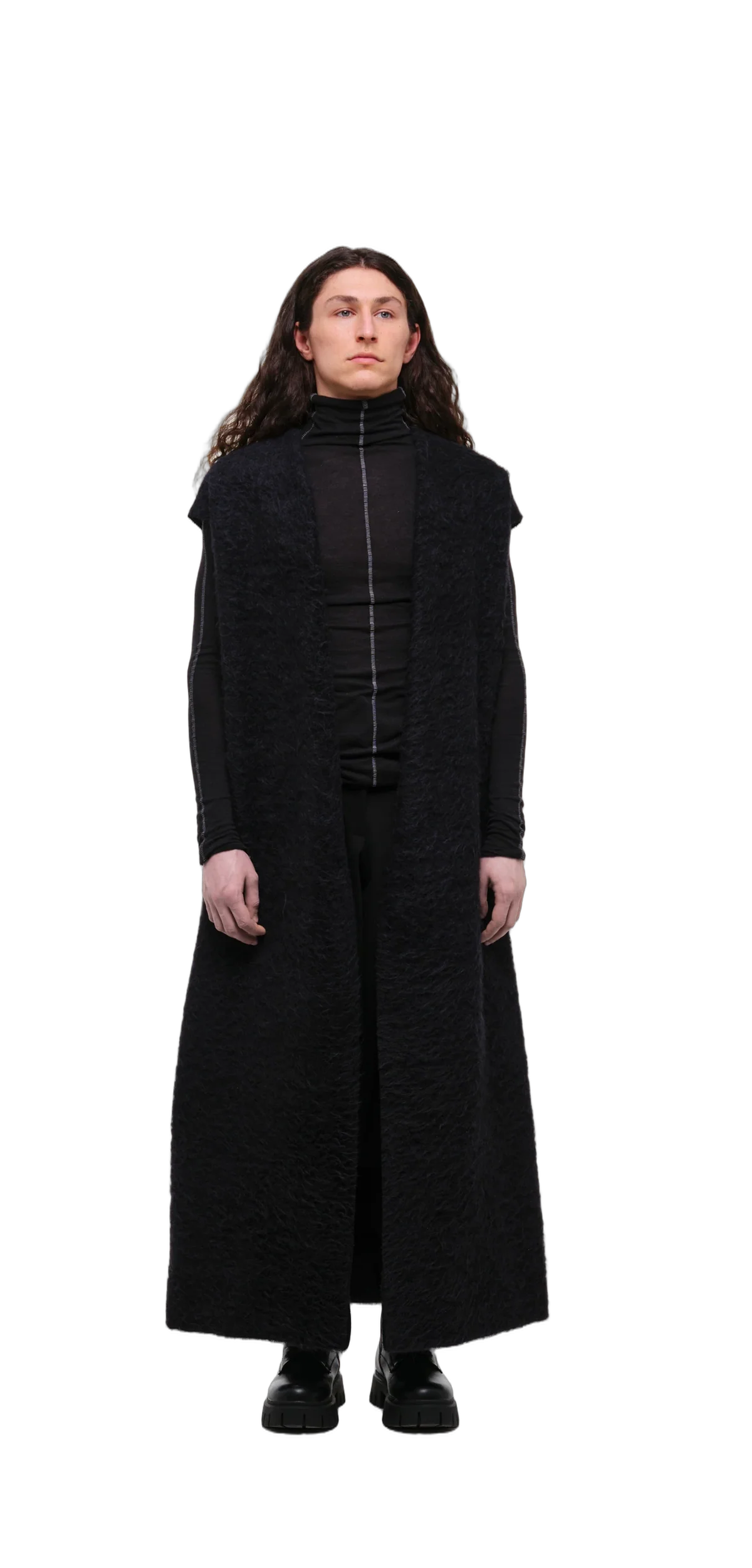 Long Wool Vest (Fluffy Texture)