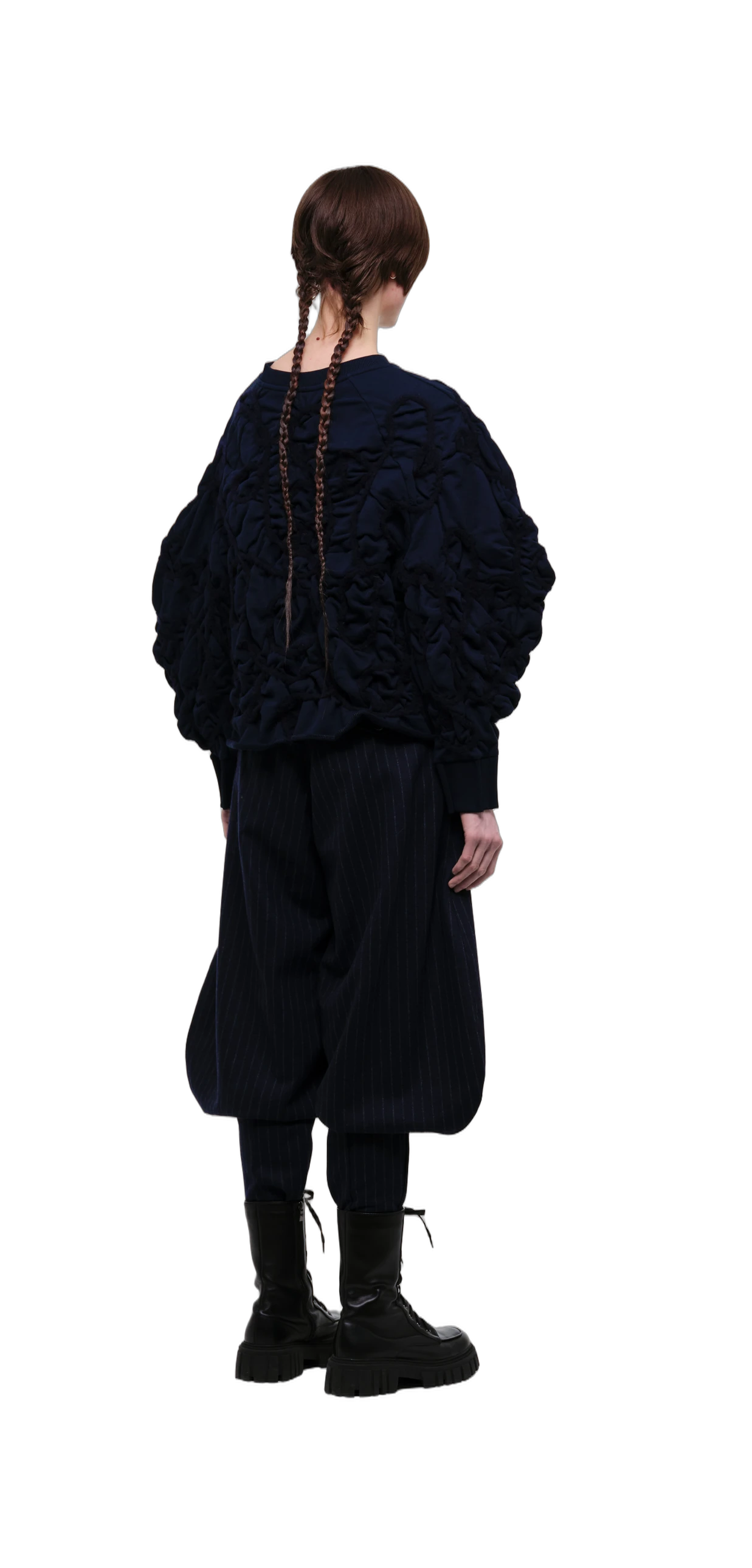 Navy Tobi Zubon Striped Wool Trousers view 5