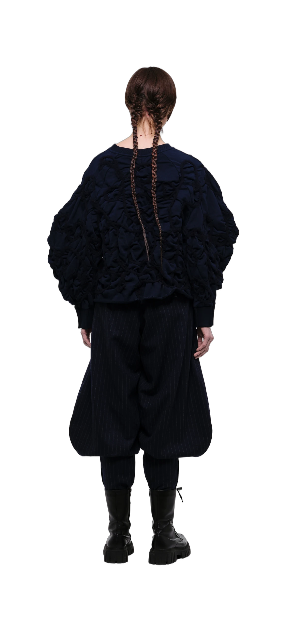 Navy Tobi Zubon Striped Wool Trousers view 6