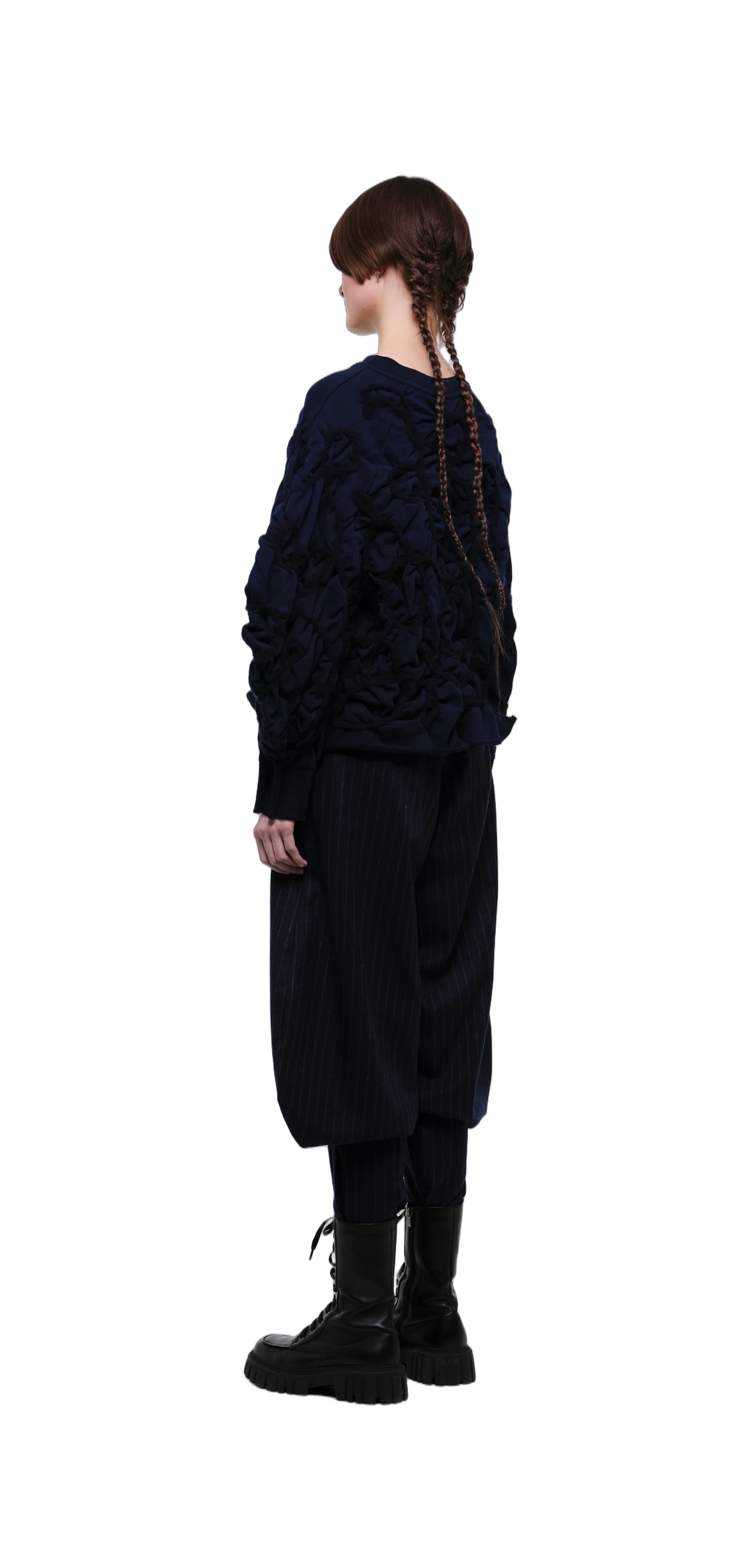 Navy Tobi Zubon Striped Wool Trousers view 7