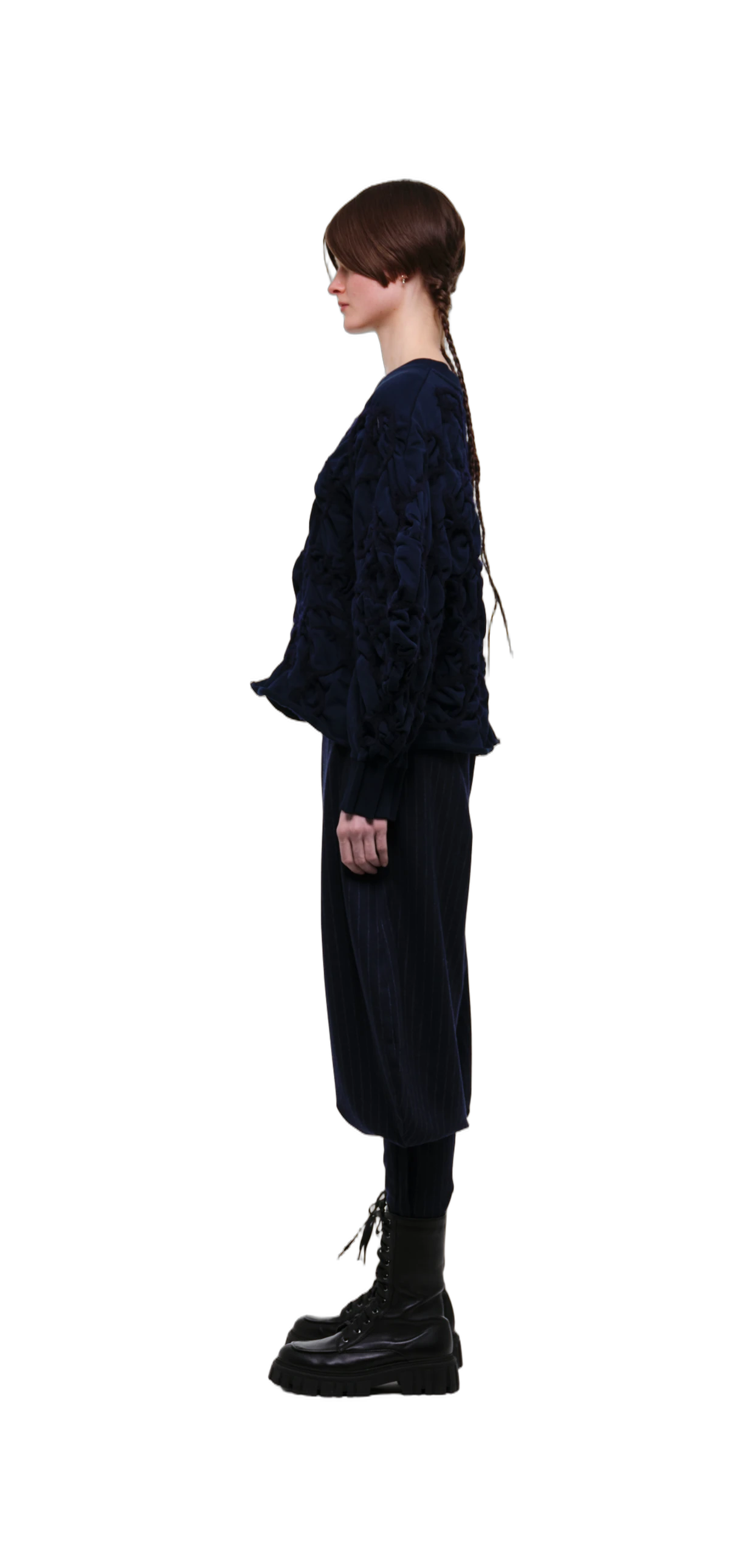 Navy Tobi Zubon Striped Wool Trousers view 9