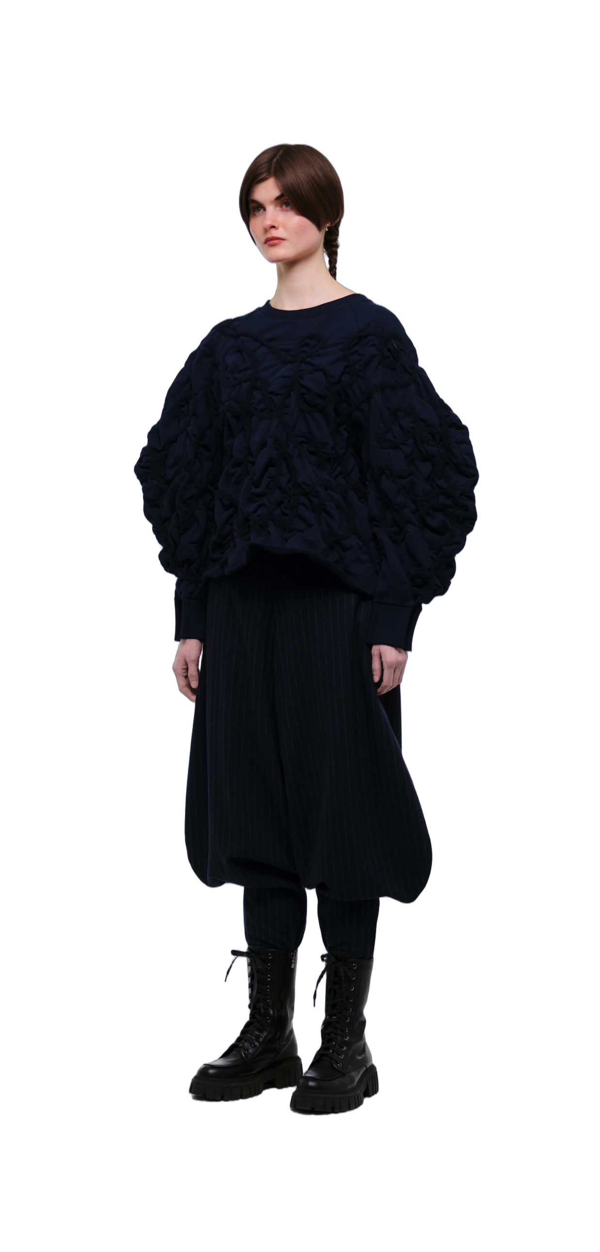 Navy Tobi Zubon Striped Wool Trousers view 10