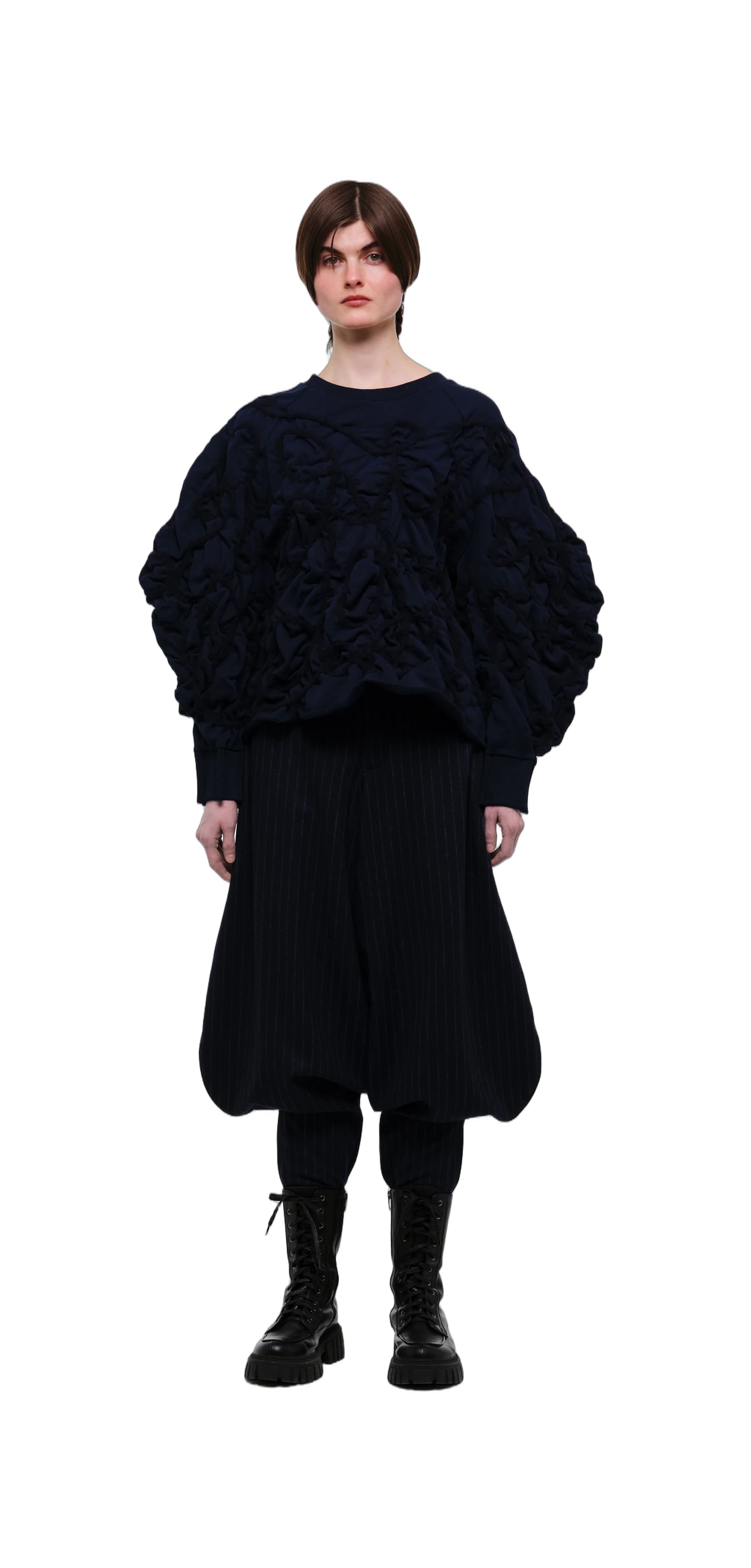 Navy Tobi Zubon Striped Wool Trousers view 11