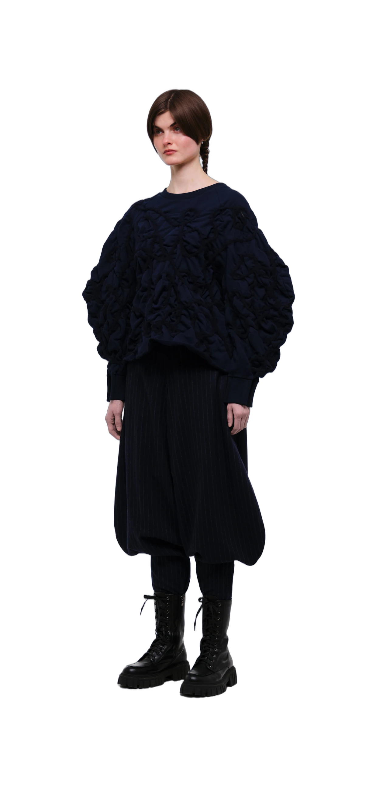 Navy Tobi Zubon Striped Wool Trousers view 13