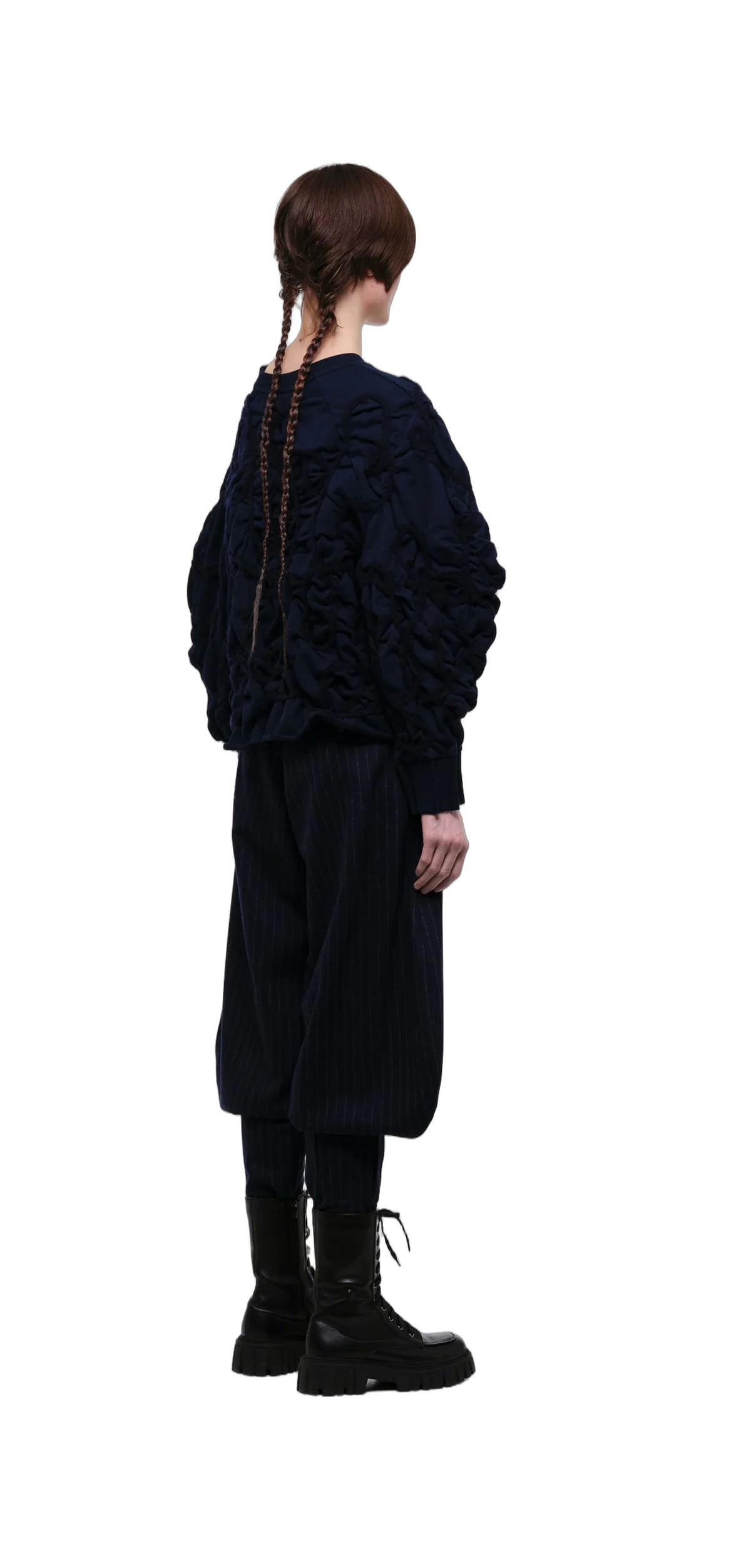 Navy Tobi Zubon Striped Wool Trousers view 4