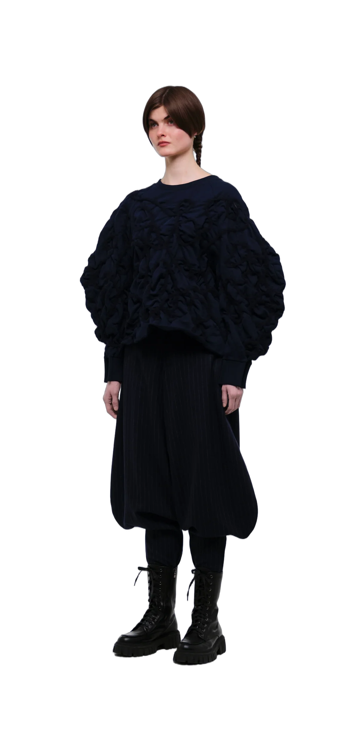 Navy Tobi Zubon Striped Wool Trousers view 10