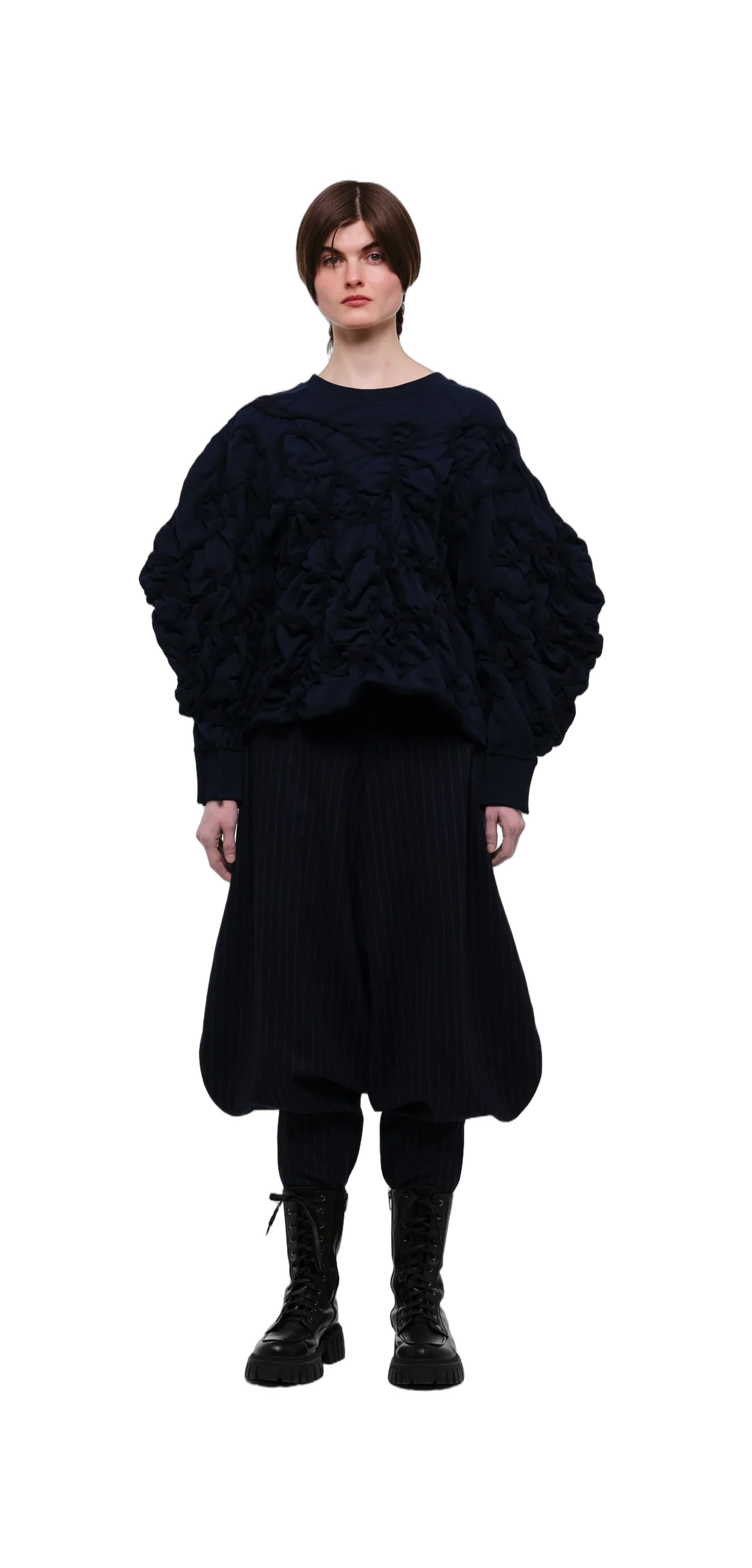 Navy Tobi Zubon Striped Wool Trousers view 11