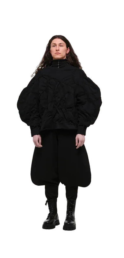Sweatshirt — Black / Black Thread — 360° view