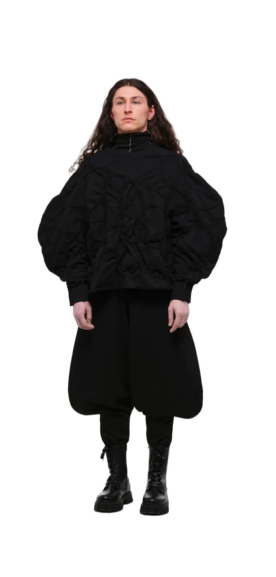 Sweatshirt — Black / Black Thread — 360° view