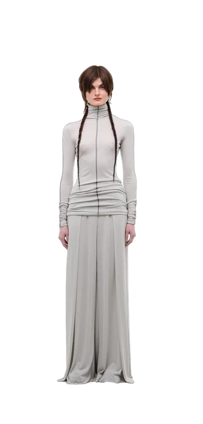 Wool-Blend Wide-Leg Pants — Silver Grey — 360° view