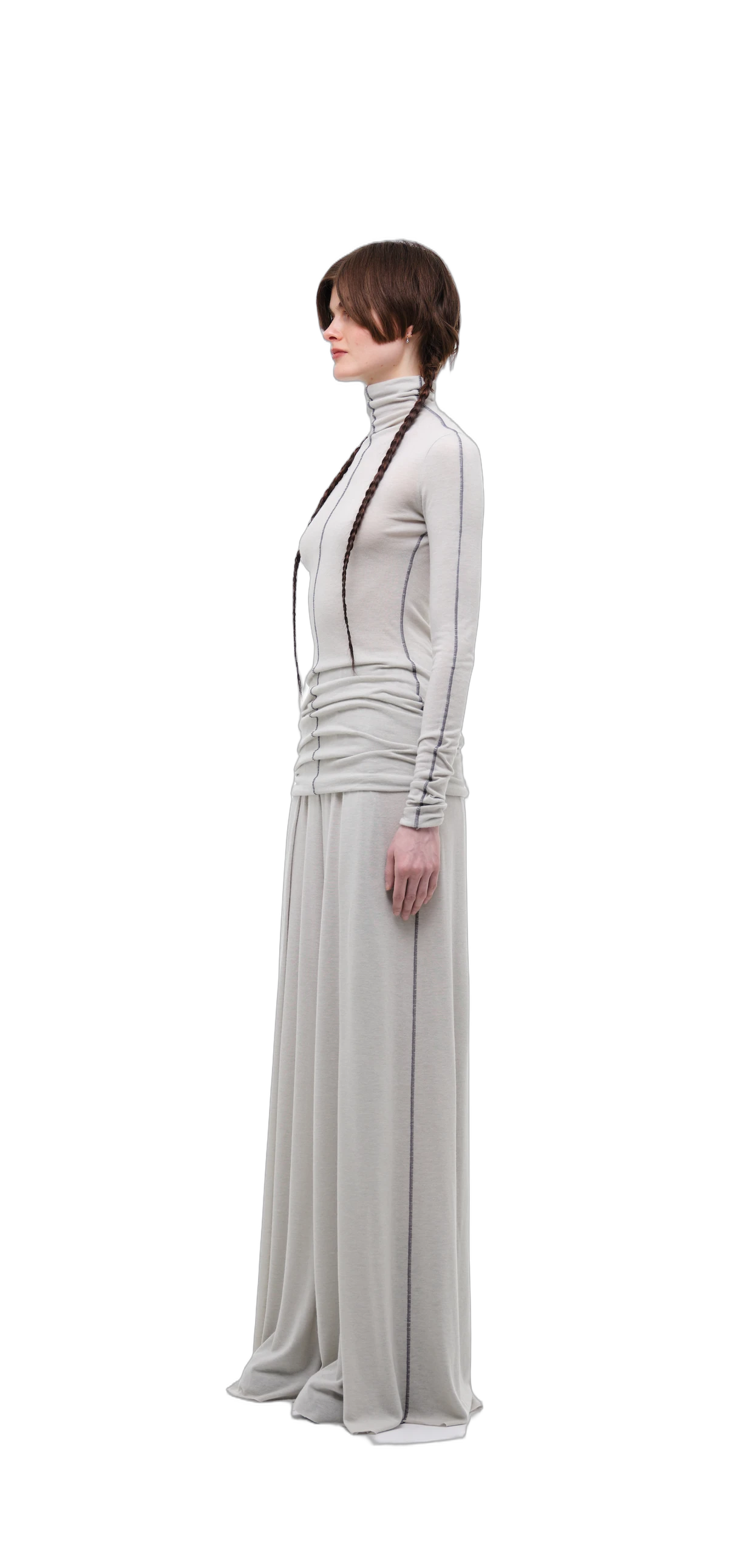 Wool-Blend Wide-Leg Pants — Silver Grey view 2