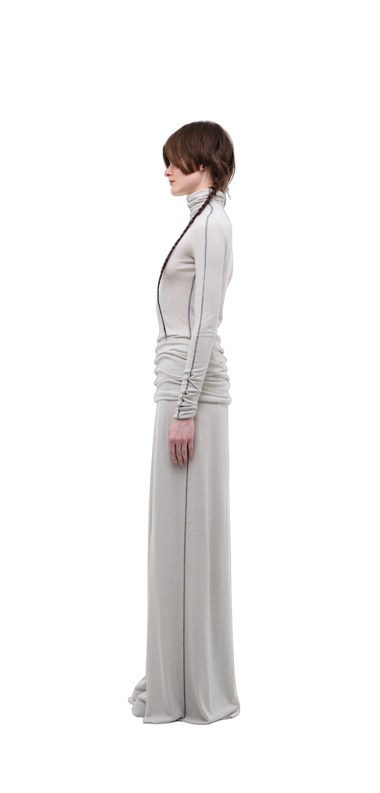 Wool-Blend Wide-Leg Pants — Silver Grey view 3