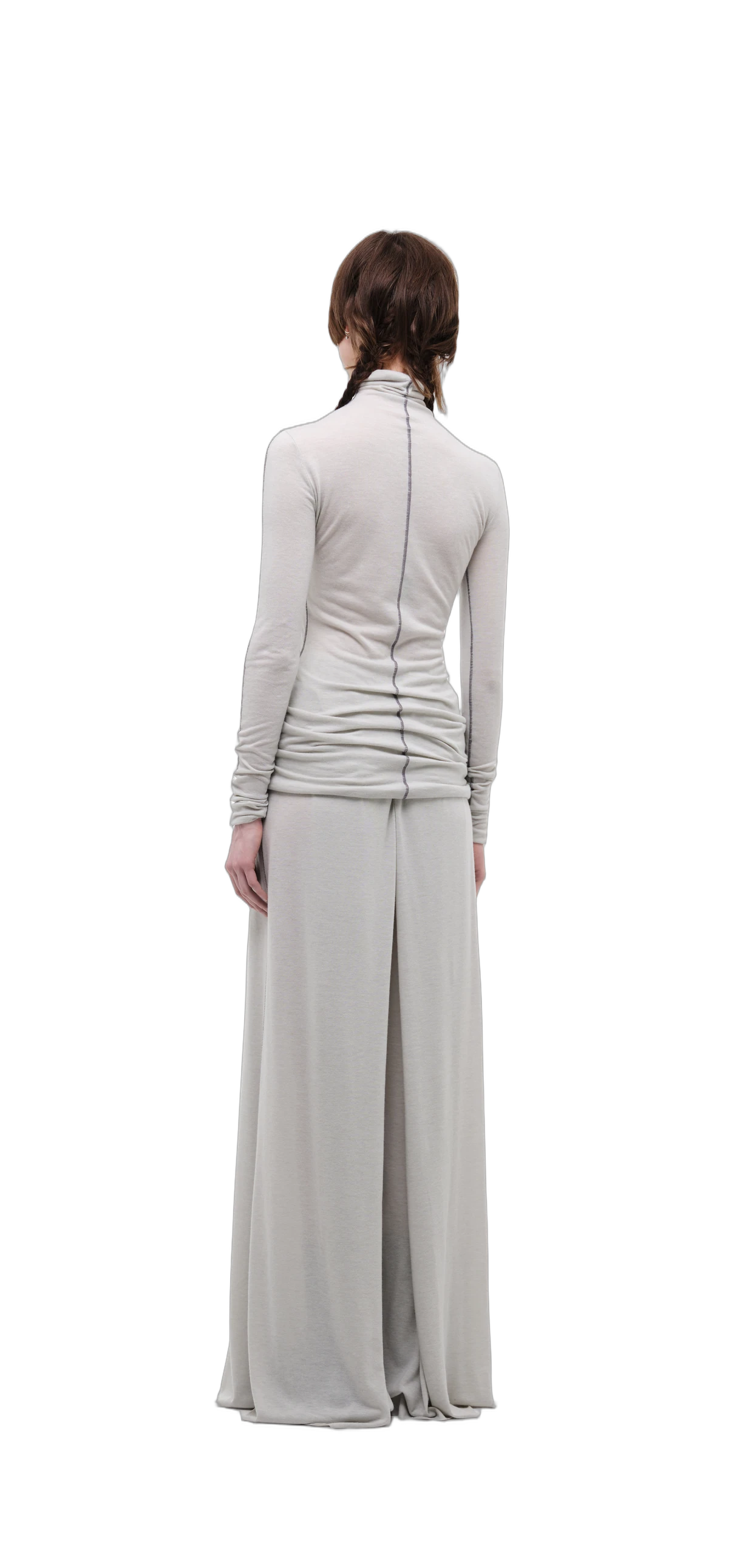 Wool-Blend Wide-Leg Pants — Silver Grey view 4