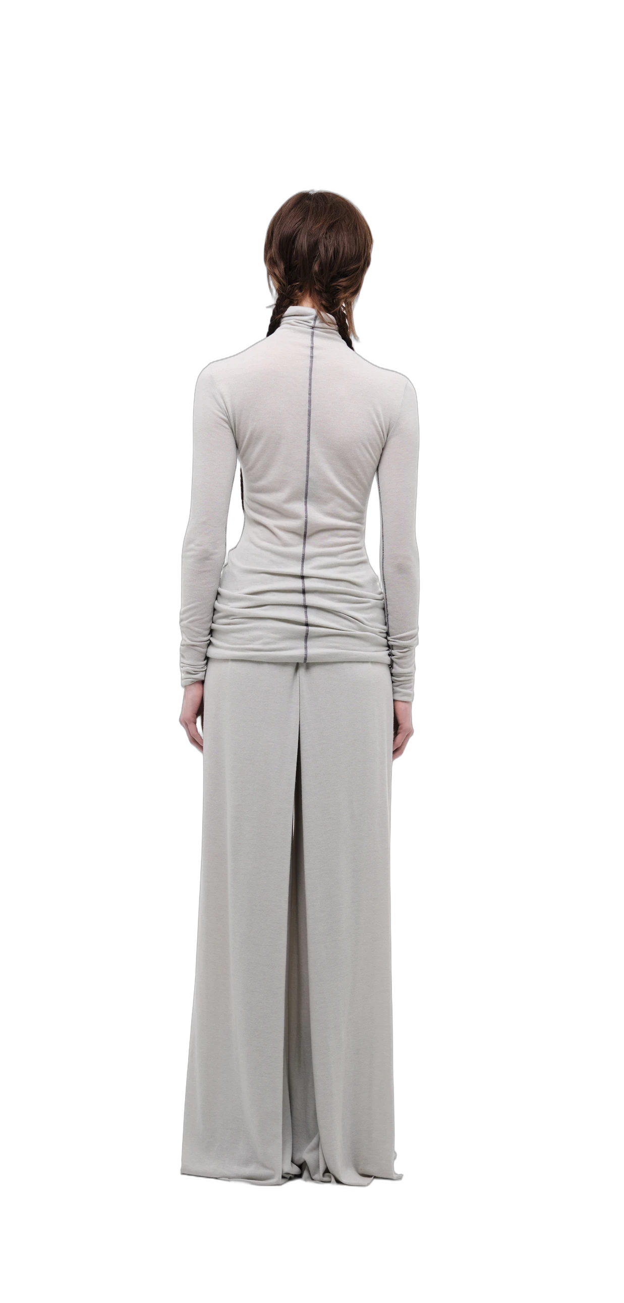Wool-Blend Wide-Leg Pants — Silver Grey view 5