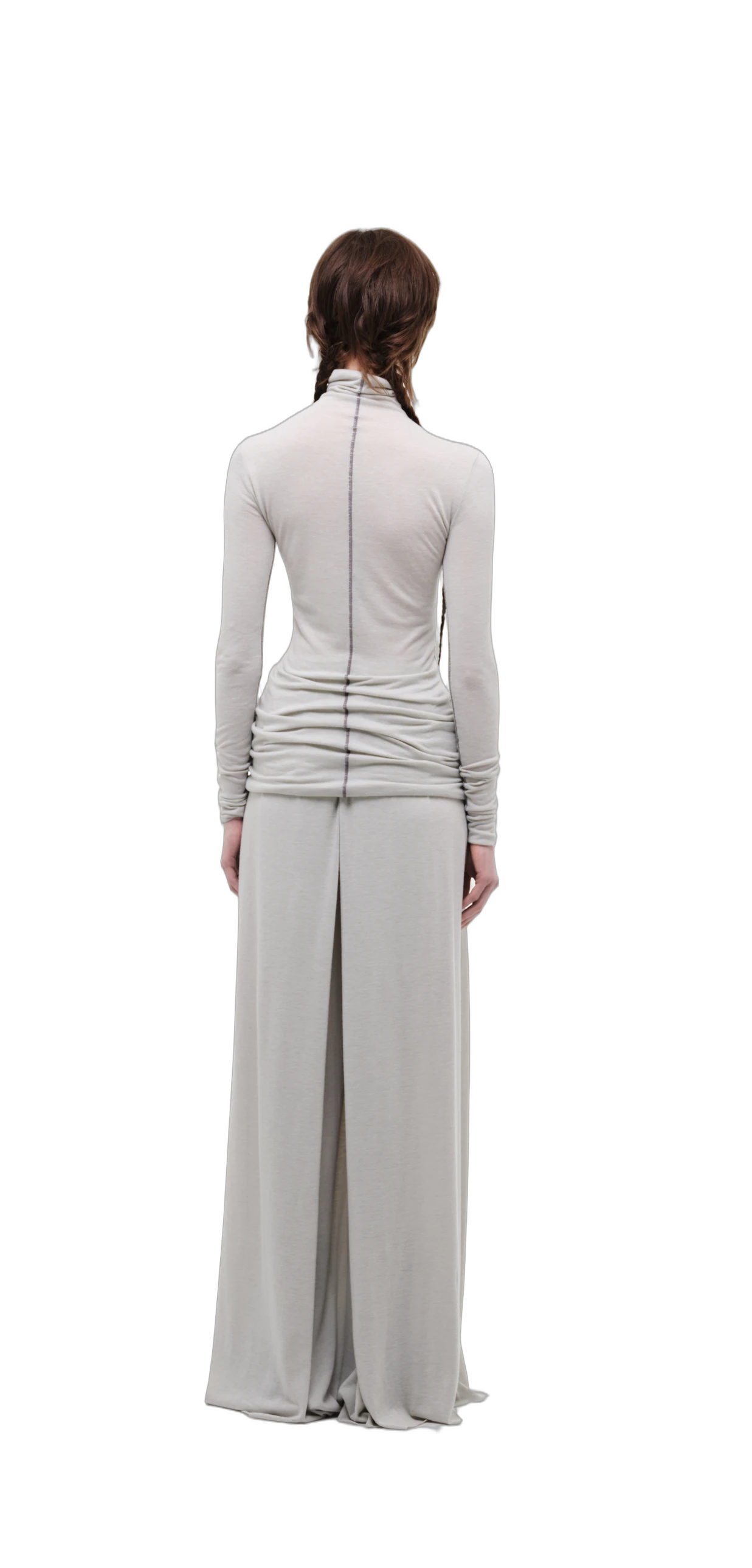 Wool-Blend Wide-Leg Pants — Silver Grey view 6