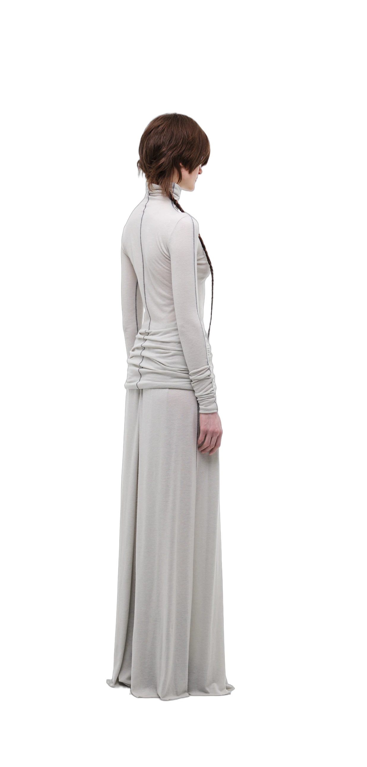 Wool-Blend Wide-Leg Pants — Silver Grey view 7