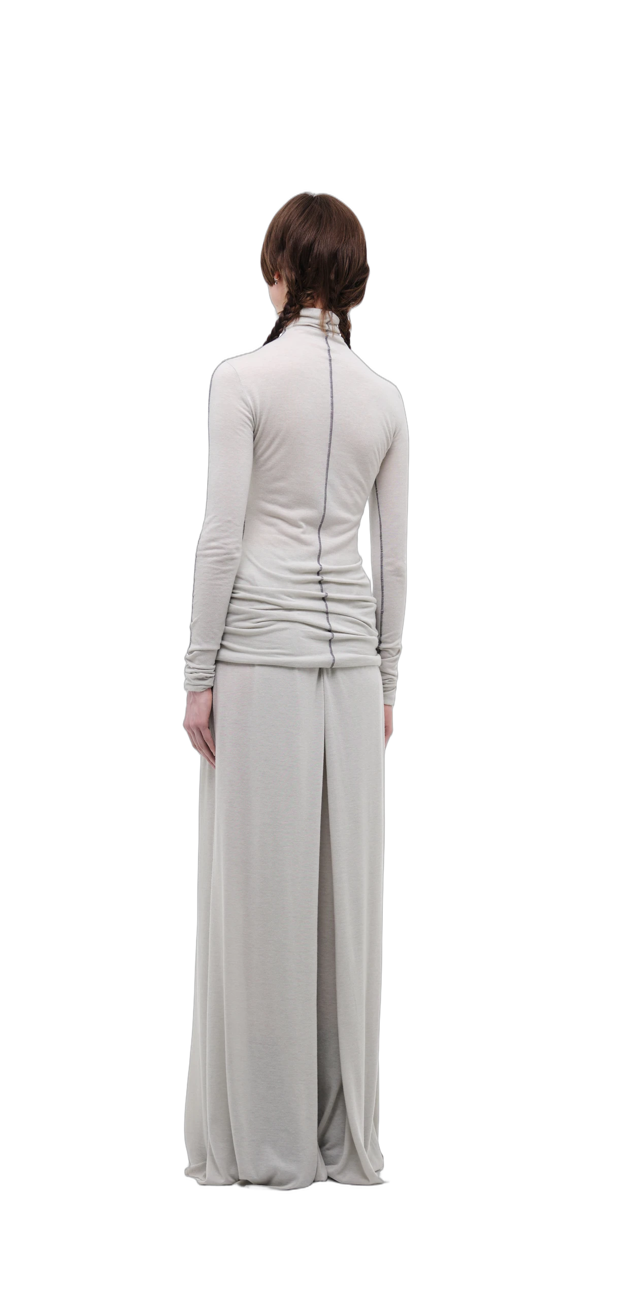 Wool-Blend Wide-Leg Pants — Silver Grey view 18