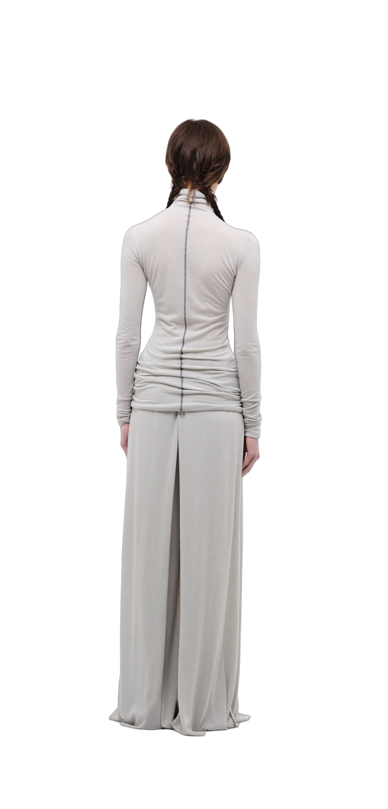 Wool-Blend Wide-Leg Pants — Silver Grey view 19