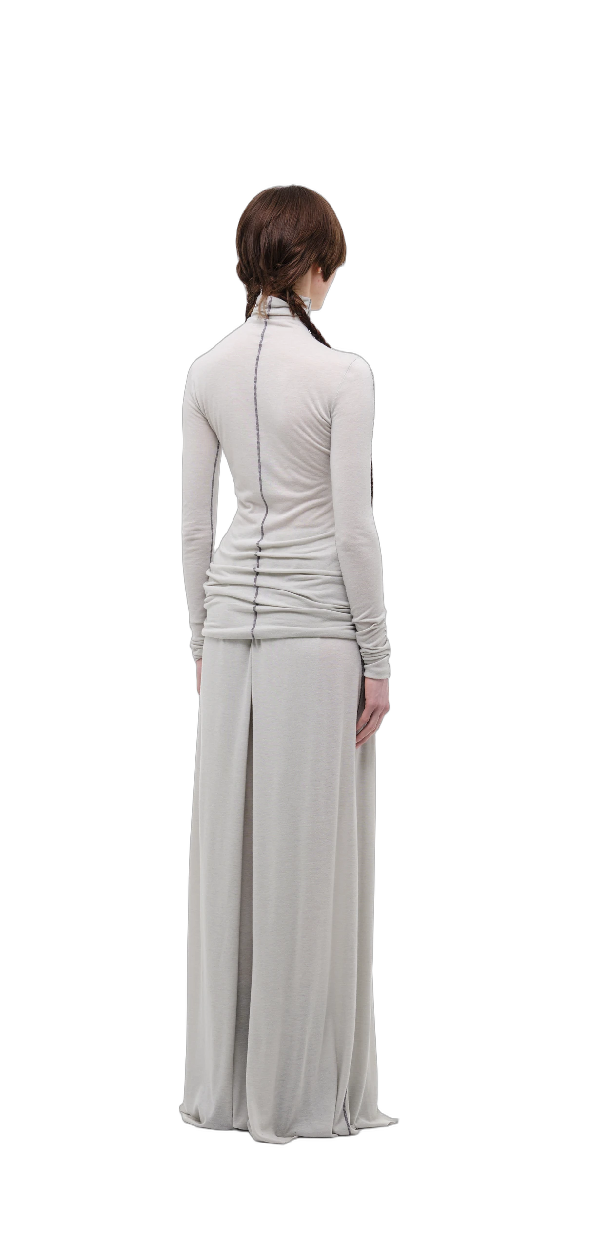 Wool-Blend Wide-Leg Pants — Silver Grey view 20