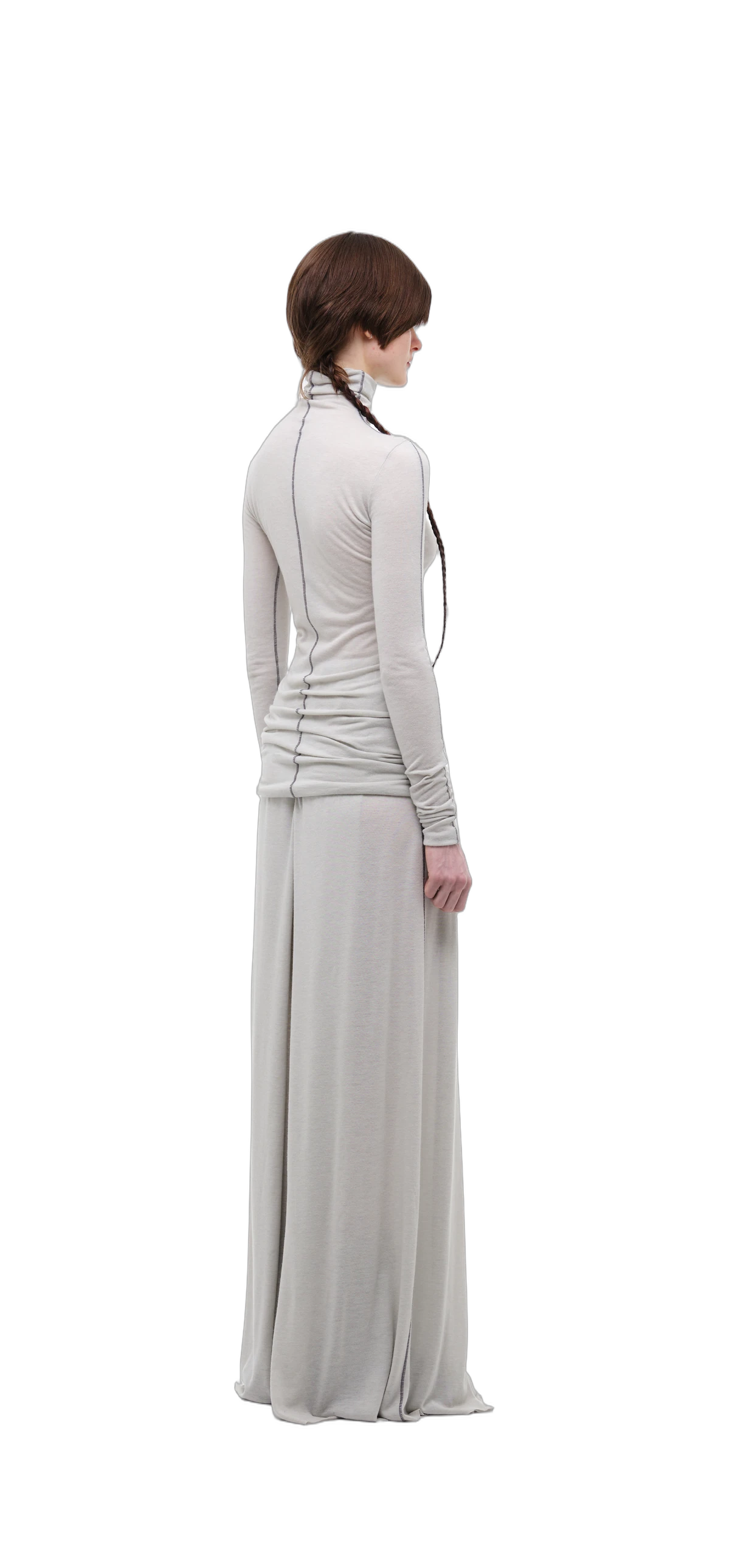Wool-Blend Wide-Leg Pants — Silver Grey view 21