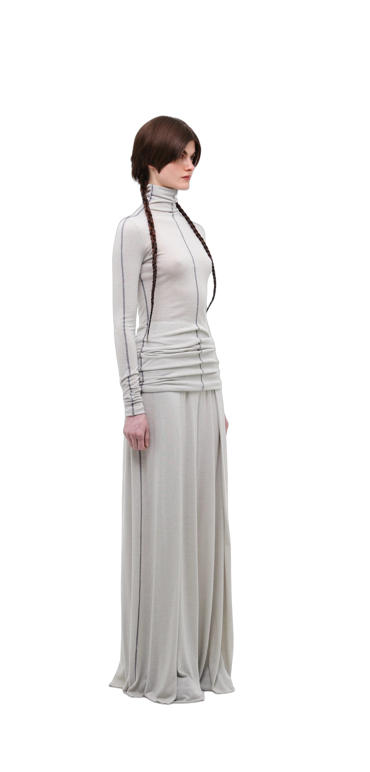 Wool-Blend Wide-Leg Pants — Silver Grey view 24