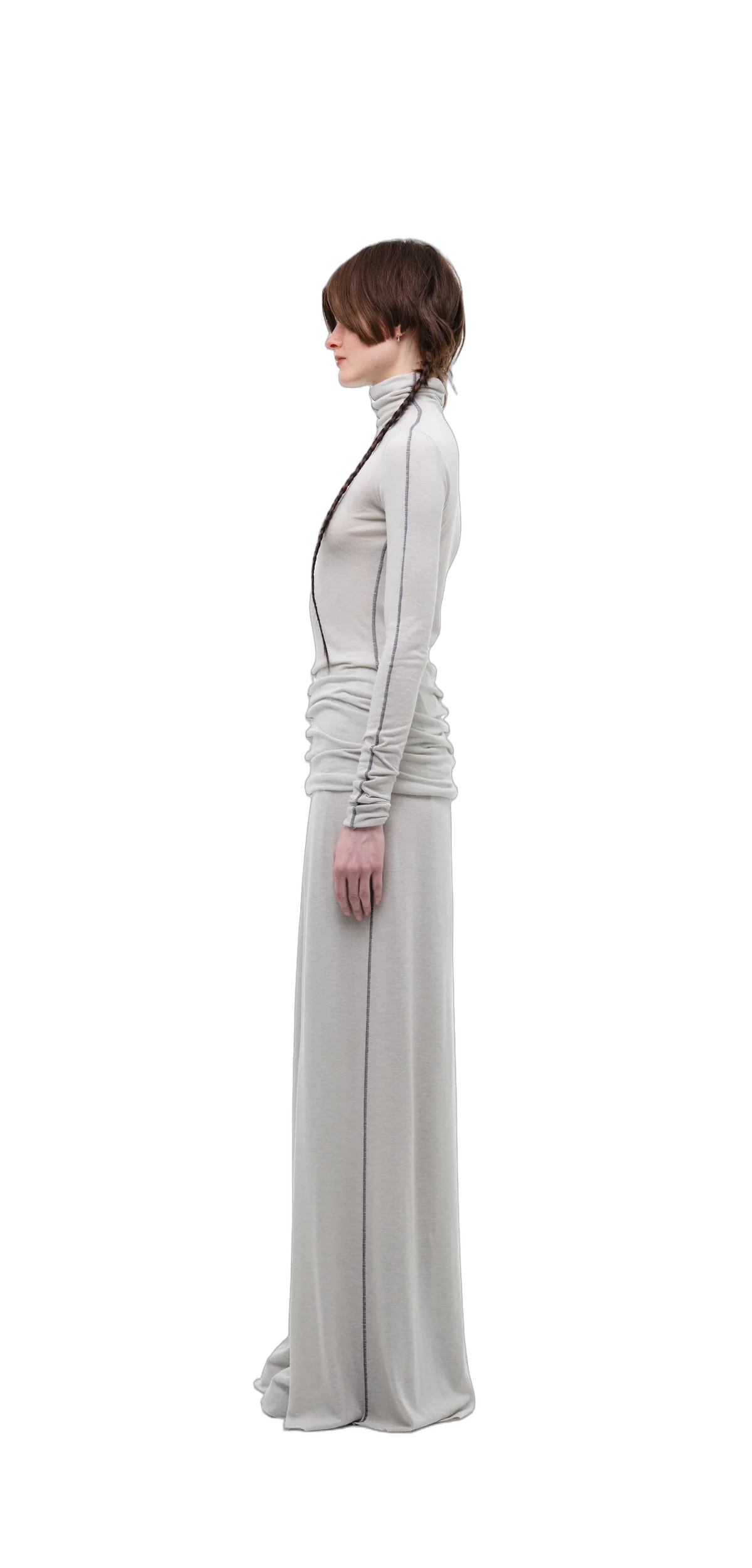 Wool-Blend Wide-Leg Pants — Silver Grey view 3