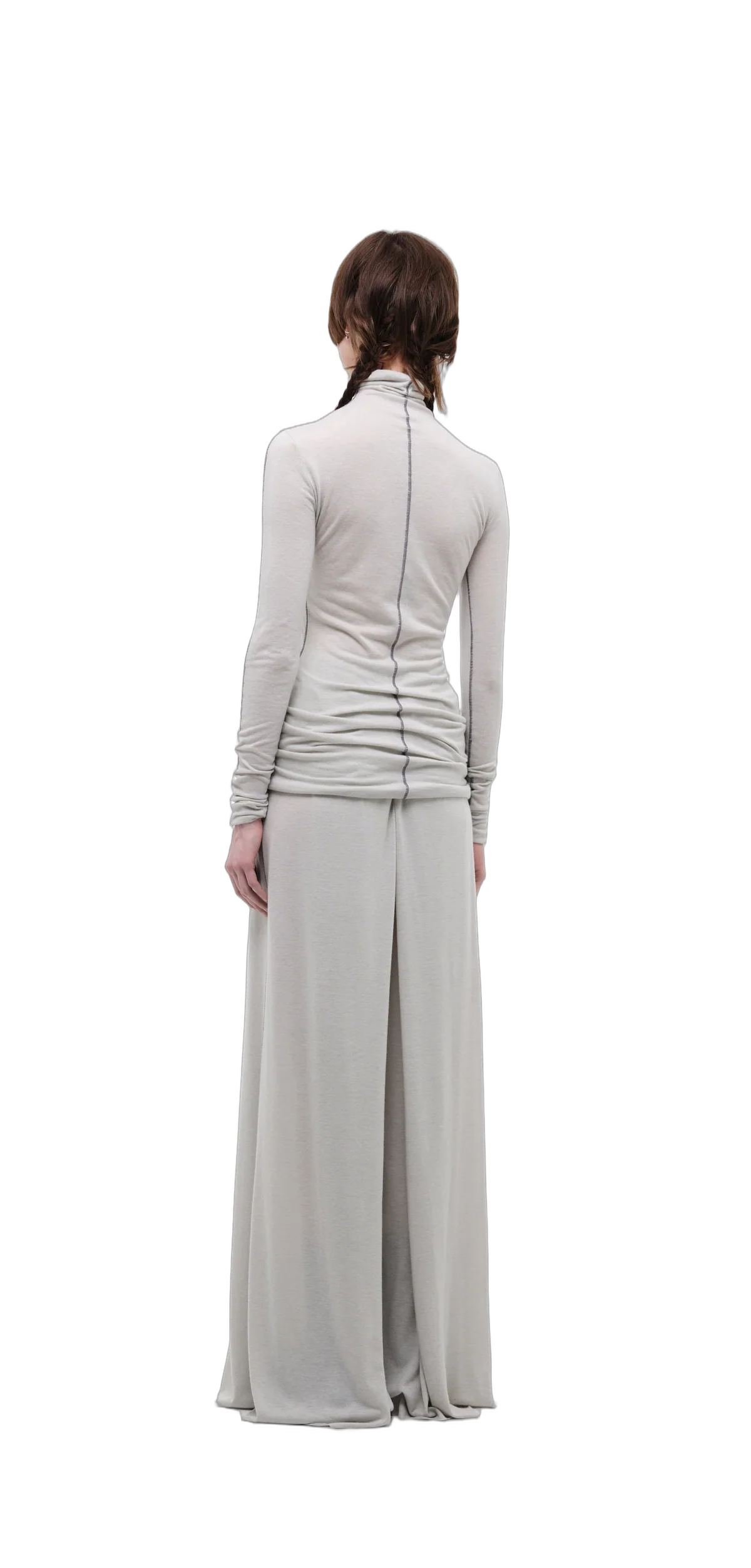Wool-Blend Wide-Leg Pants — Silver Grey view 4