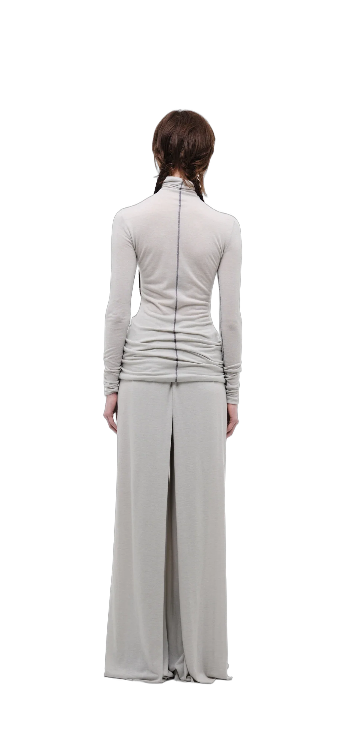Wool-Blend Wide-Leg Pants — Silver Grey view 5