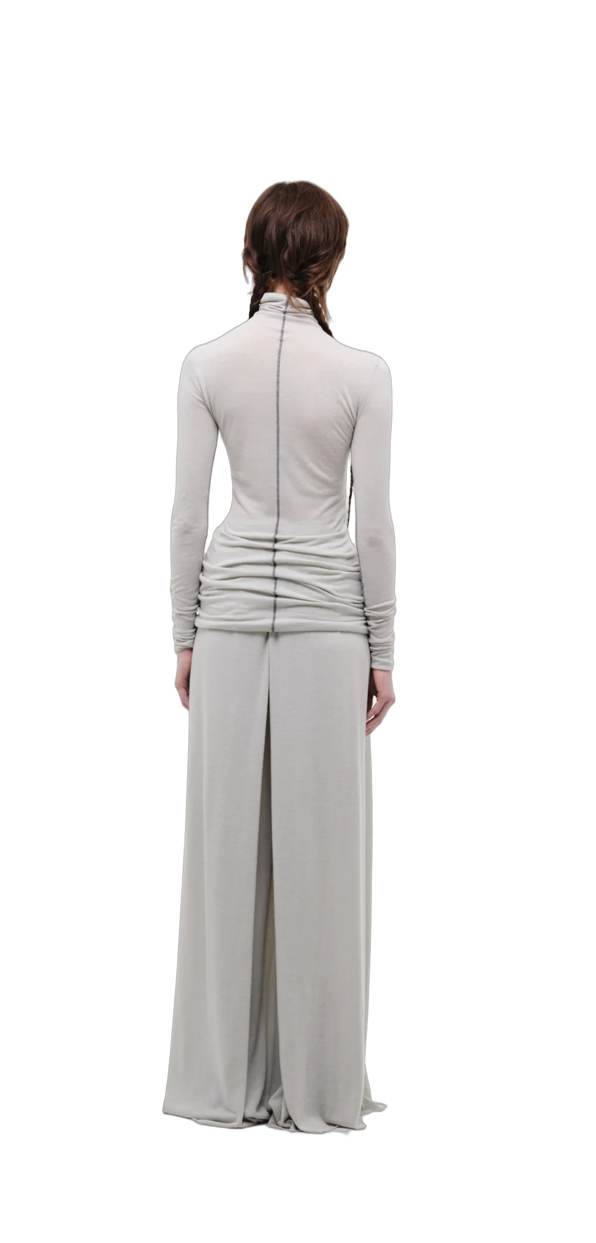 Wool-Blend Wide-Leg Pants — Silver Grey view 6