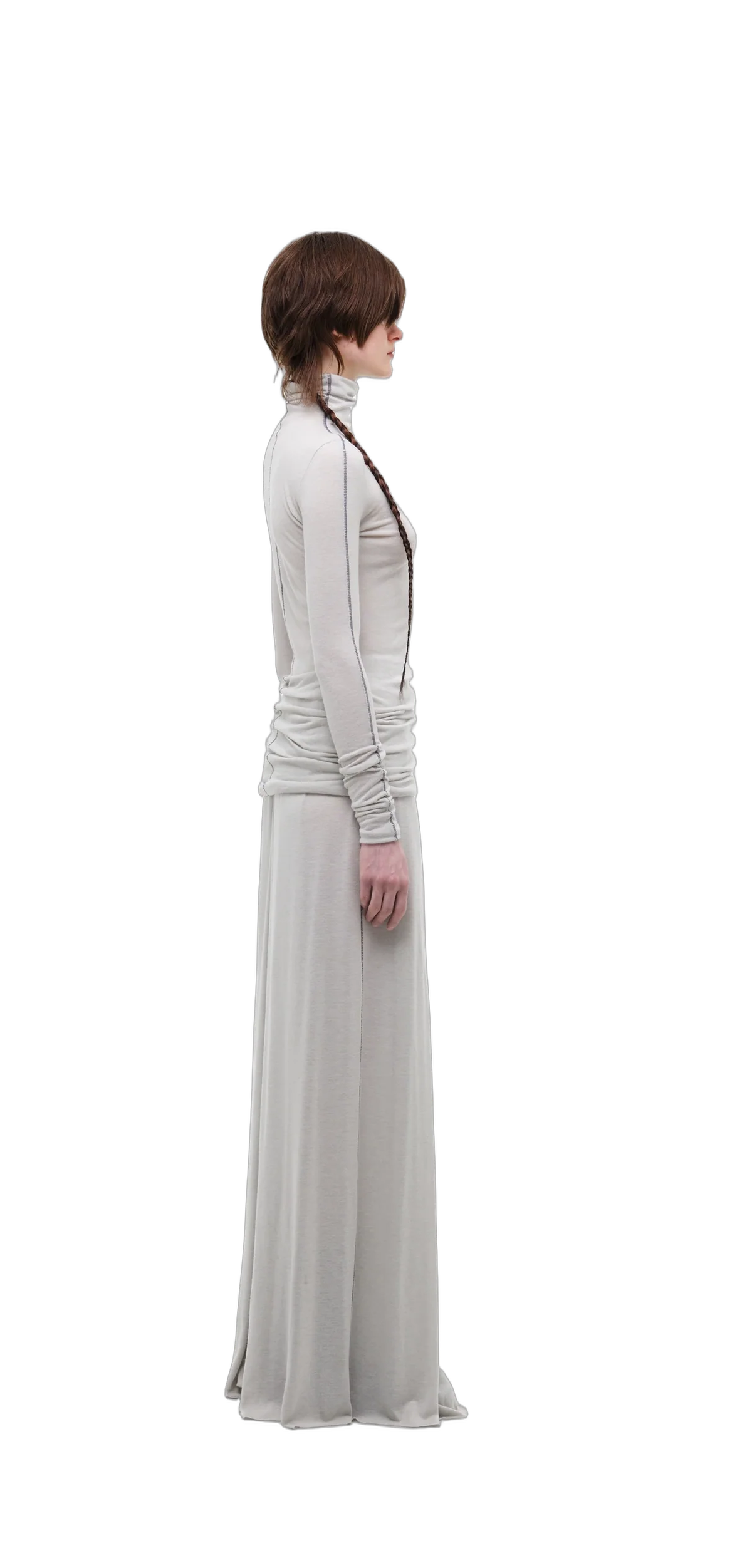 Wool-Blend Wide-Leg Pants — Silver Grey view 8