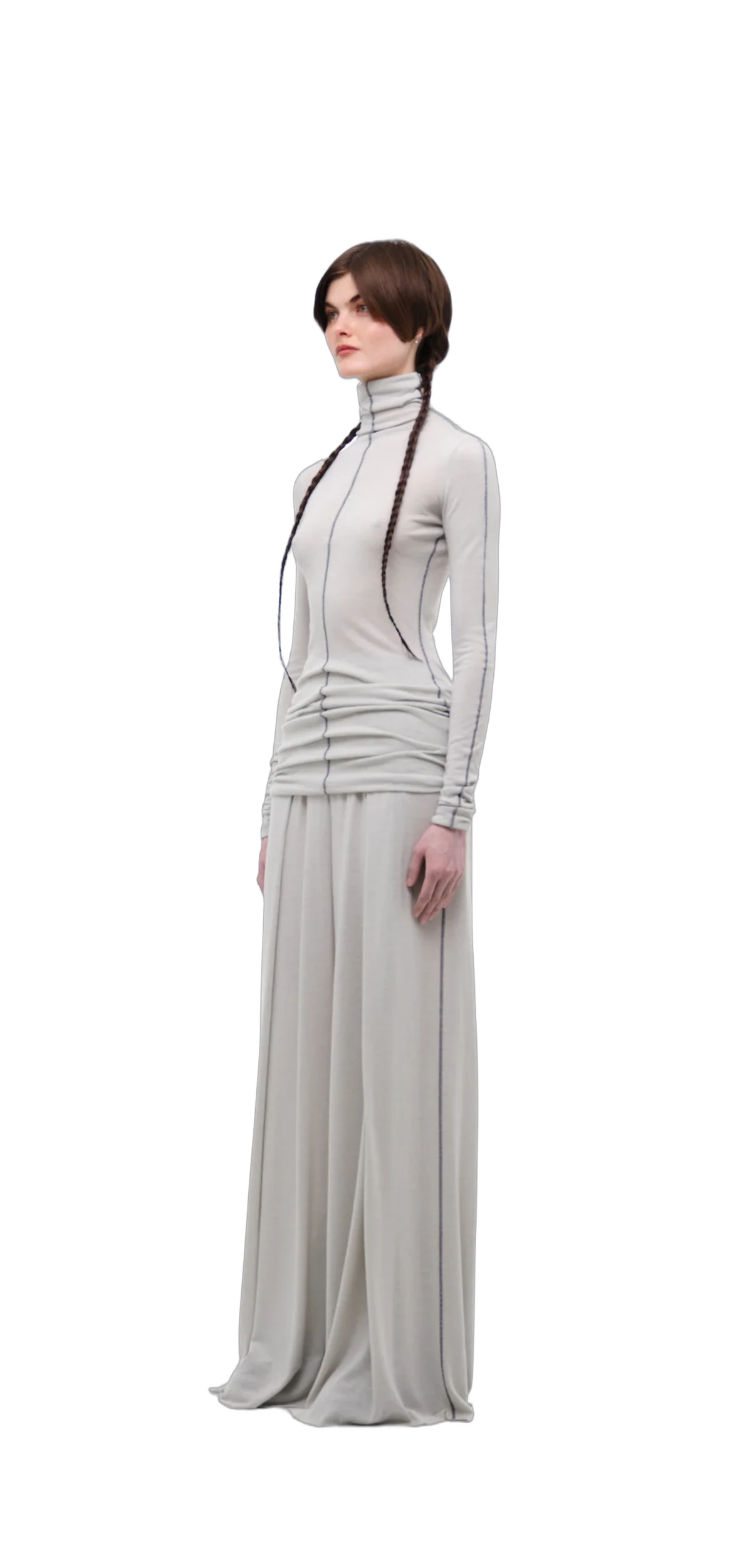 Wool-Blend Wide-Leg Pants — Silver Grey view 15