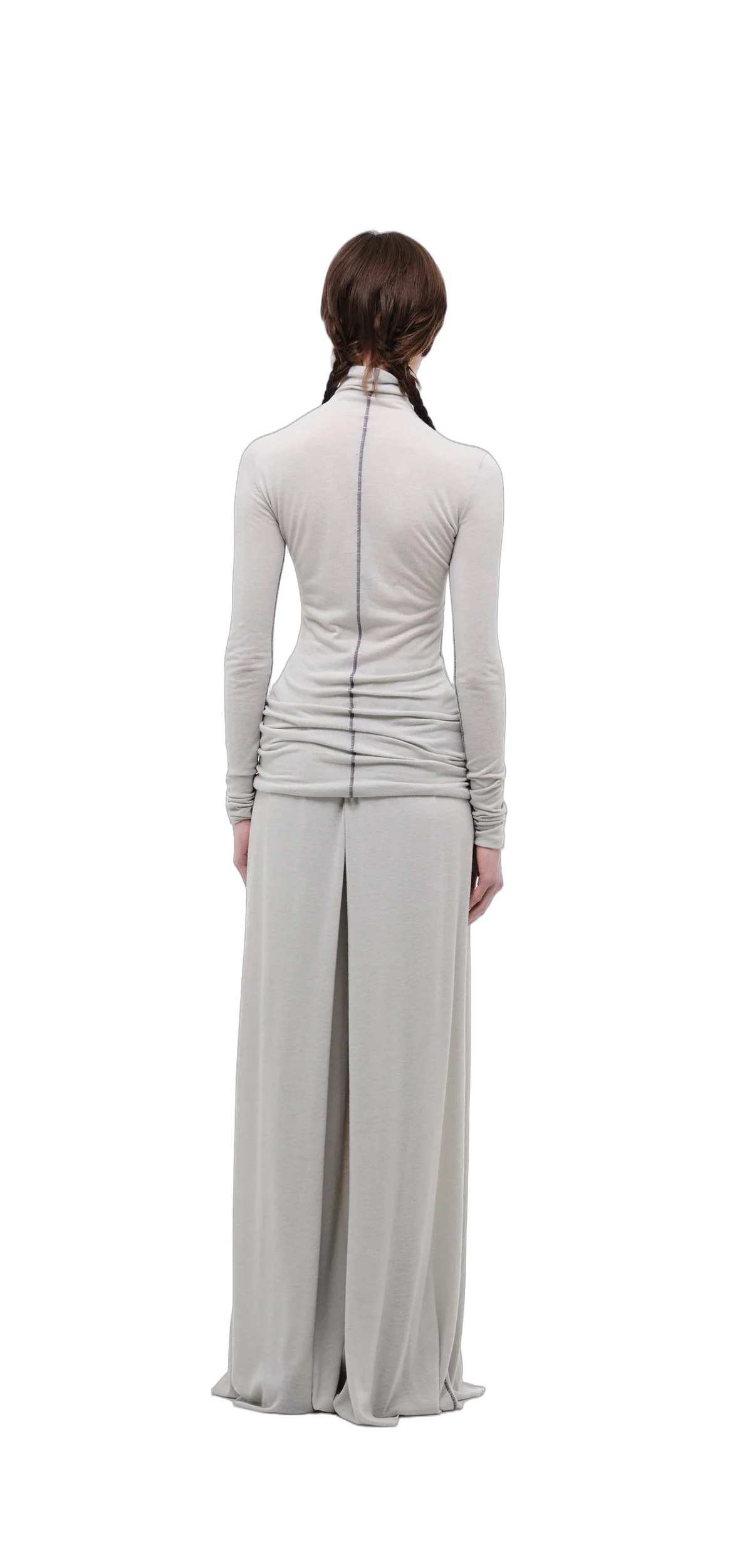 Wool-Blend Wide-Leg Pants — Silver Grey view 19
