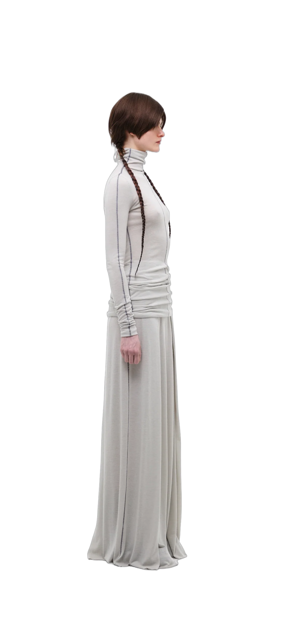 Wool-Blend Wide-Leg Pants — Silver Grey view 23