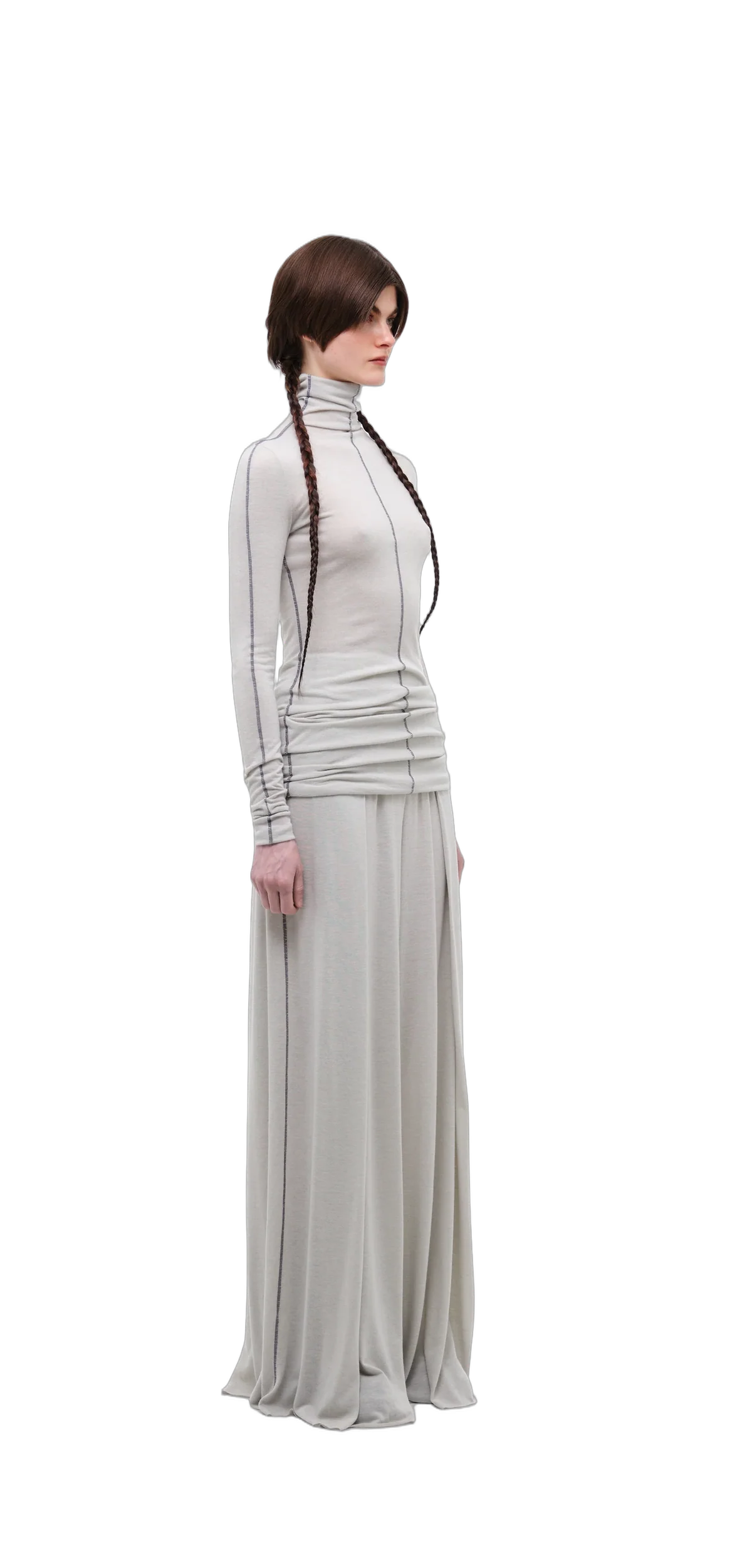 Wool-Blend Wide-Leg Pants — Silver Grey view 24