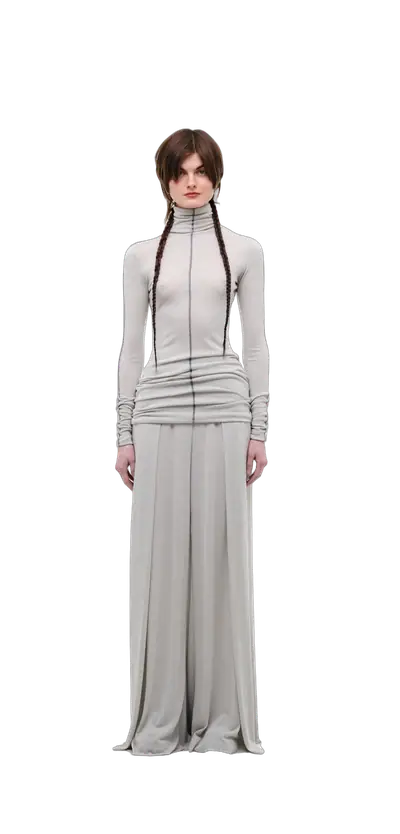Wool-Blend Wide-Leg Pants — Silver Grey